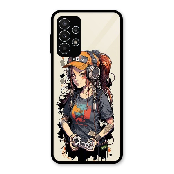 Cool Gamer Girl Glass Back Case for Galaxy A23