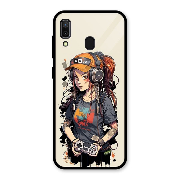 Cool Gamer Girl Glass Back Case for Galaxy A30