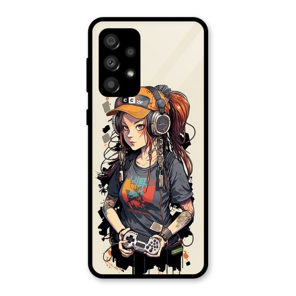 Cool Gamer Girl Glass Back Case for Galaxy A32