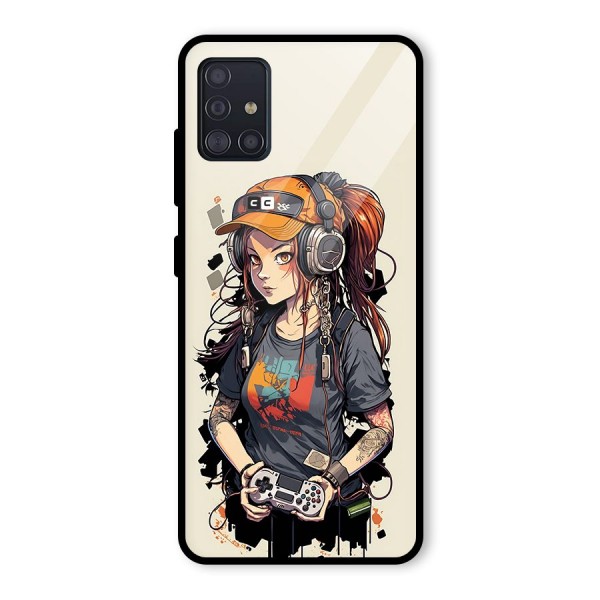 Cool Gamer Girl Glass Back Case for Galaxy A51