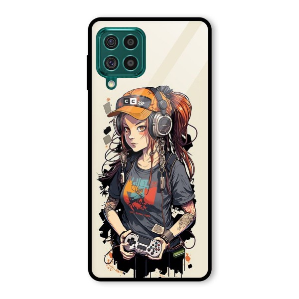 Cool Gamer Girl Glass Back Case for Galaxy F62