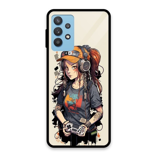 Cool Gamer Girl Glass Back Case for Galaxy M32 5G