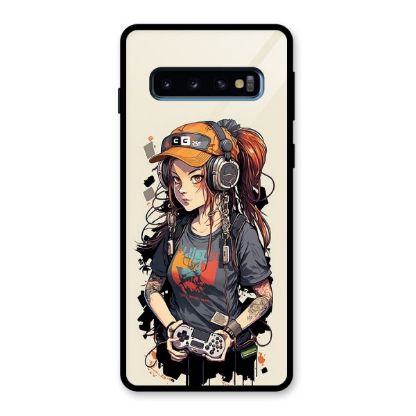 Cool Gamer Girl Glass Back Case for Galaxy S10