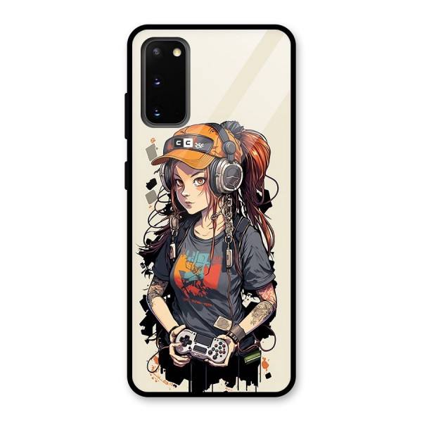 Cool Gamer Girl Glass Back Case for Galaxy S20