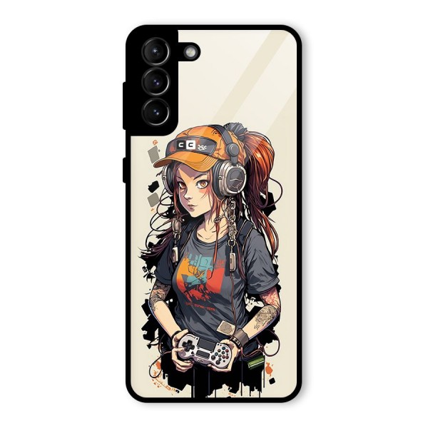 Cool Gamer Girl Glass Back Case for Galaxy S21 Plus