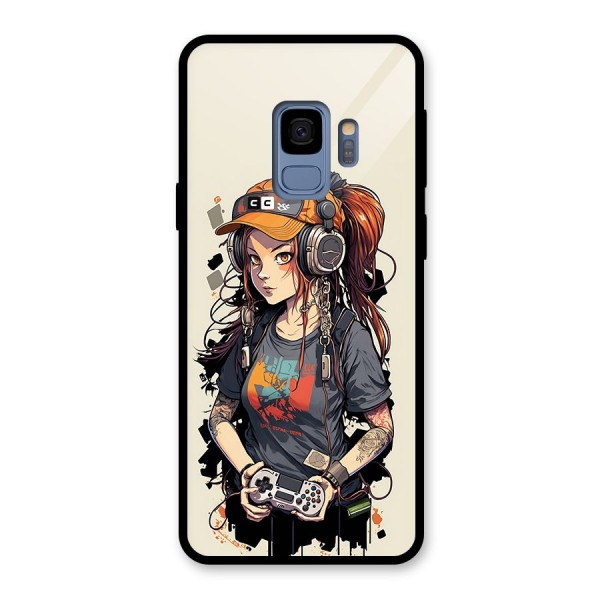 Cool Gamer Girl Glass Back Case for Galaxy S9