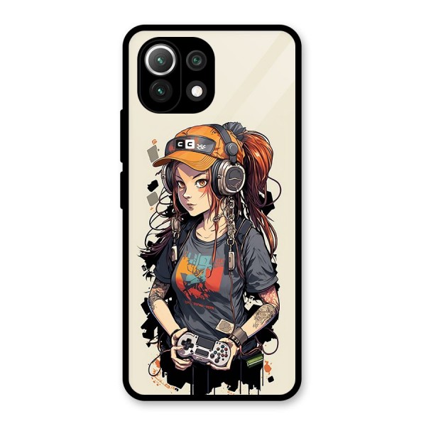 Cool Gamer Girl Glass Back Case for Mi 11 Lite