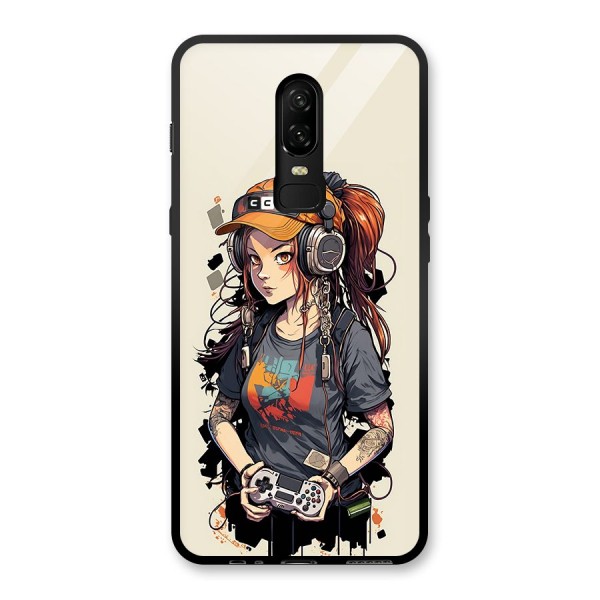 Cool Gamer Girl Glass Back Case for OnePlus 6