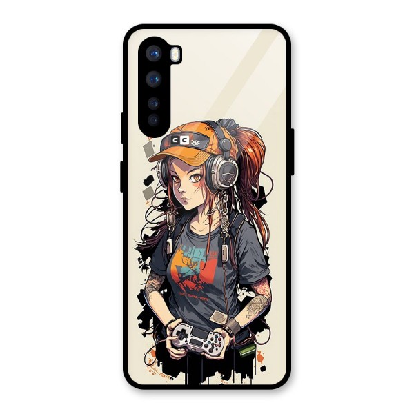 Cool Gamer Girl Glass Back Case for OnePlus Nord