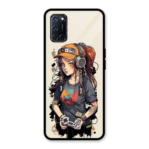 Cool Gamer Girl Glass Back Case for Oppo A52