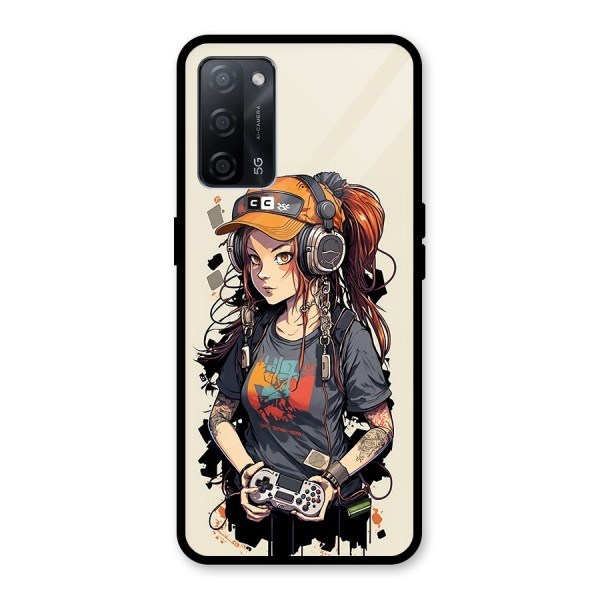 Cool Gamer Girl Glass Back Case for Oppo A53s 5G