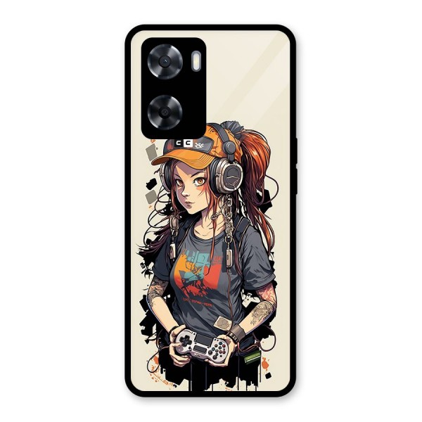 Cool Gamer Girl Glass Back Case for Oppo A57 2022