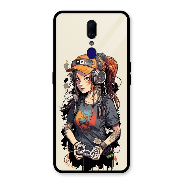 Cool Gamer Girl Glass Back Case for Oppo F11