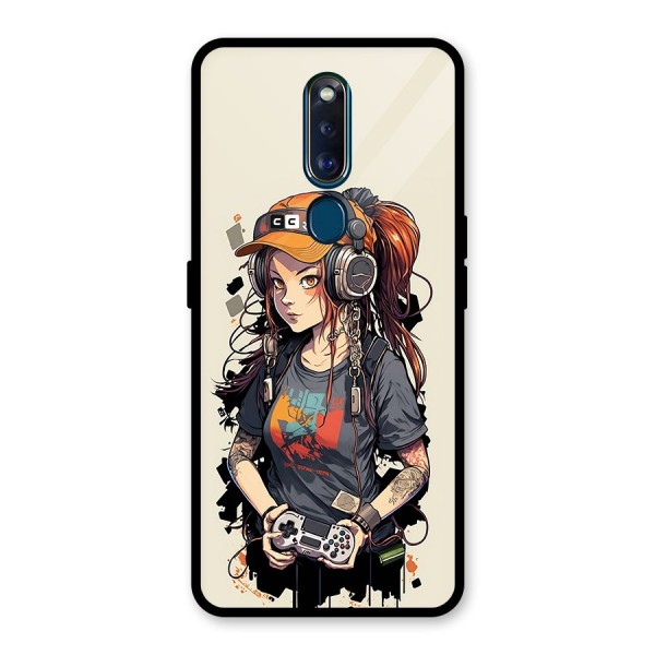 Cool Gamer Girl Glass Back Case for Oppo F11 Pro