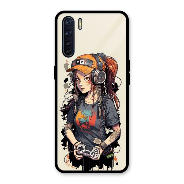 Cool Gamer Girl Glass Back Case for Oppo F15