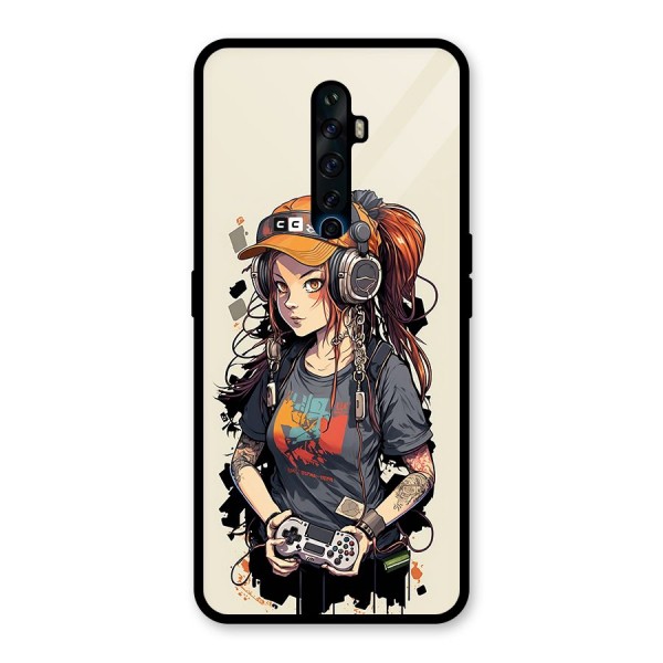 Cool Gamer Girl Glass Back Case for Oppo Reno2 Z