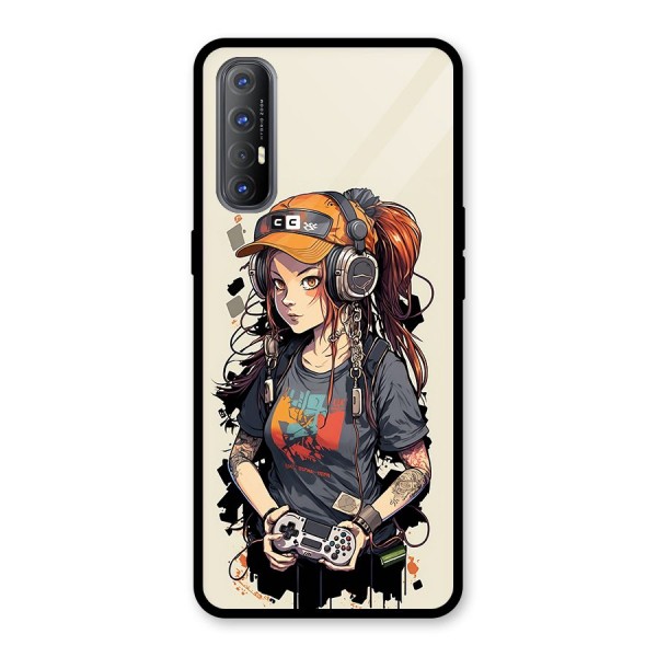 Cool Gamer Girl Glass Back Case for Oppo Reno3 Pro