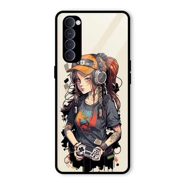 Cool Gamer Girl Glass Back Case for Oppo Reno4 Pro