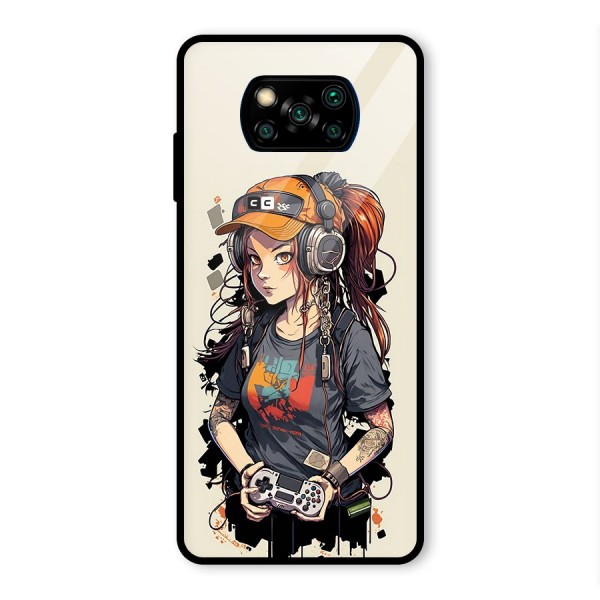 Cool Gamer Girl Glass Back Case for Poco X3 Pro