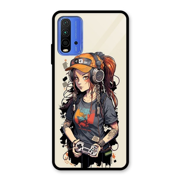 Cool Gamer Girl Glass Back Case for Redmi 9 Power