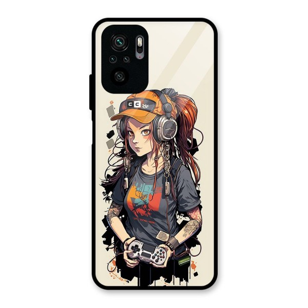 Cool Gamer Girl Glass Back Case for Redmi Note 10