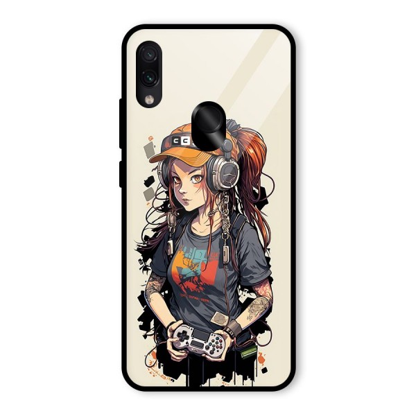 Cool Gamer Girl Glass Back Case for Redmi Note 7S