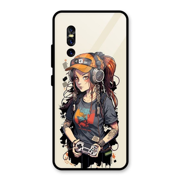 Cool Gamer Girl Glass Back Case for Vivo V15 Pro