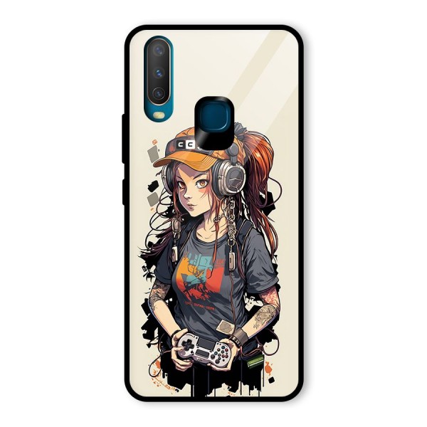 Cool Gamer Girl Glass Back Case for Vivo Y15