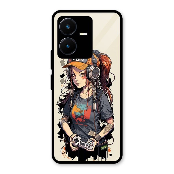 Cool Gamer Girl Glass Back Case for Vivo Y22