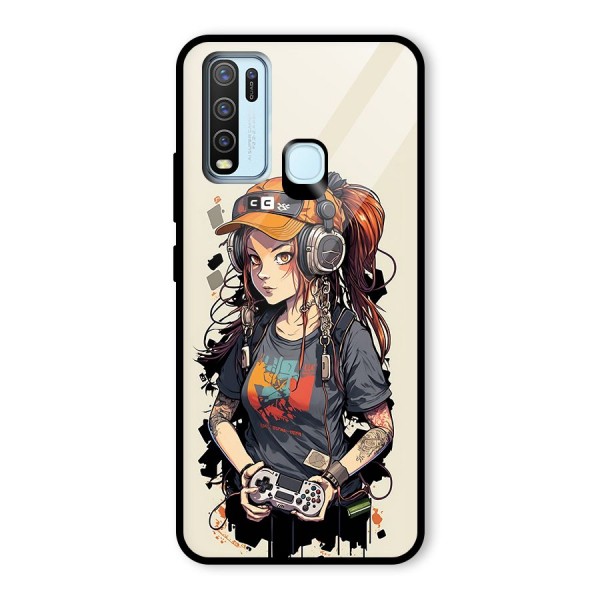 Cool Gamer Girl Glass Back Case for Vivo Y30