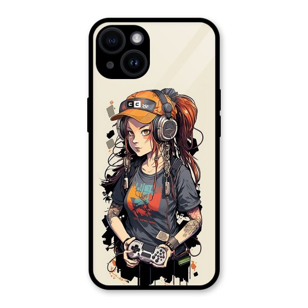 Cool Gamer Girl Glass Back Case for iPhone 14