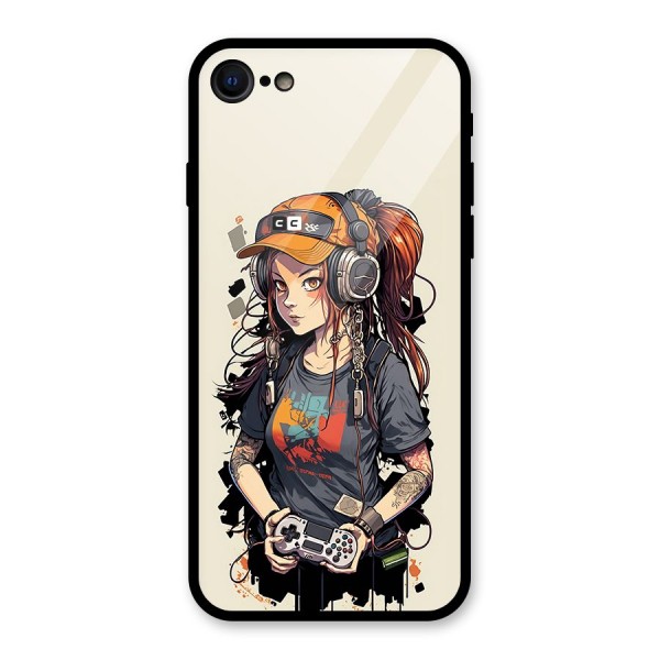 Cool Gamer Girl Glass Back Case for iPhone 8