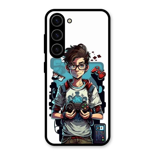 Cool Gamer Guy Glass Back Case for Galaxy S23