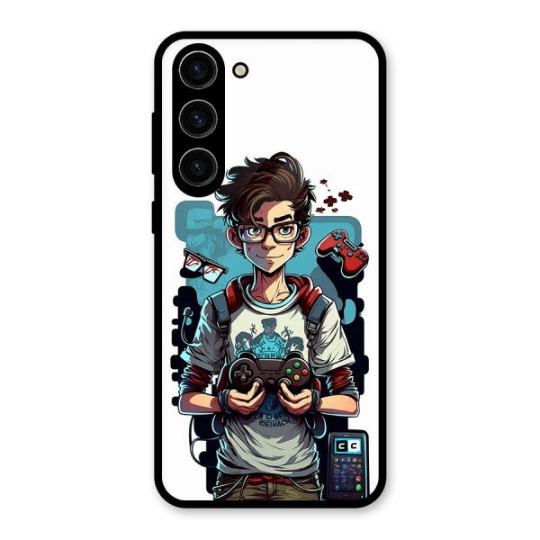 Cool Gamer Guy Glass Back Case for Galaxy S23 Plus