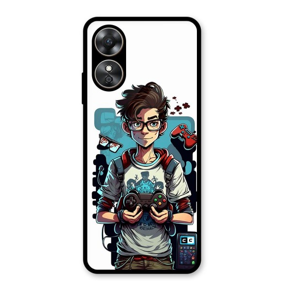 Cool Gamer Guy Glass Back Case for Oppo A17