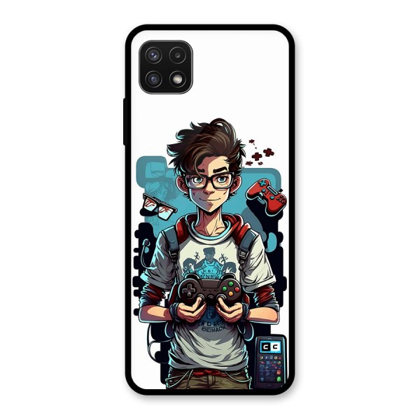 Cool Gamer Guy Glass Back Case for Galaxy A22 5G