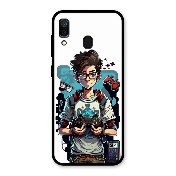 Cool Gamer Guy Glass Back Case for Galaxy A30