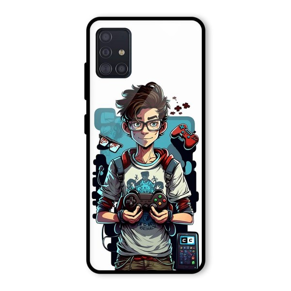 Cool Gamer Guy Glass Back Case for Galaxy A51