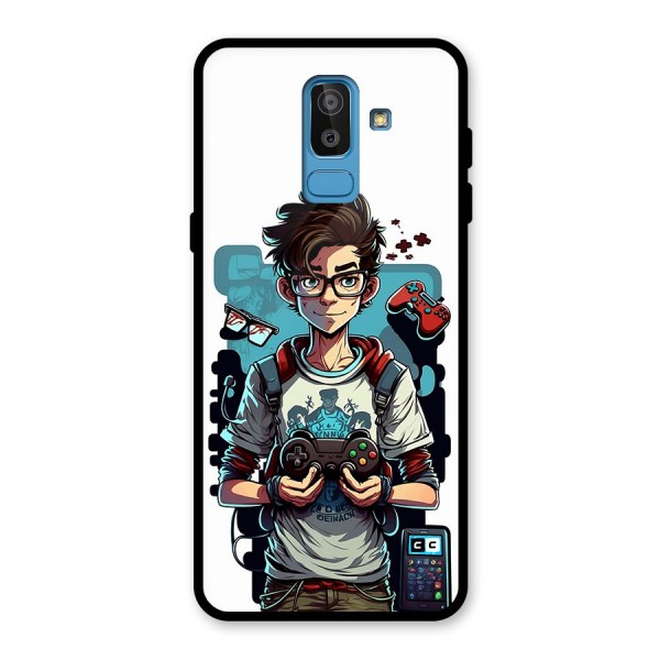 Cool Gamer Guy Glass Back Case for Galaxy J8