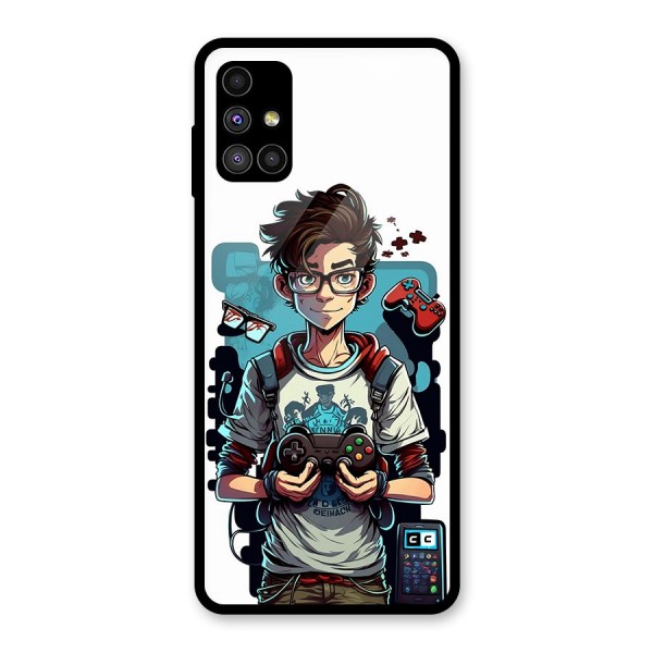 Cool Gamer Guy Glass Back Case for Galaxy M51