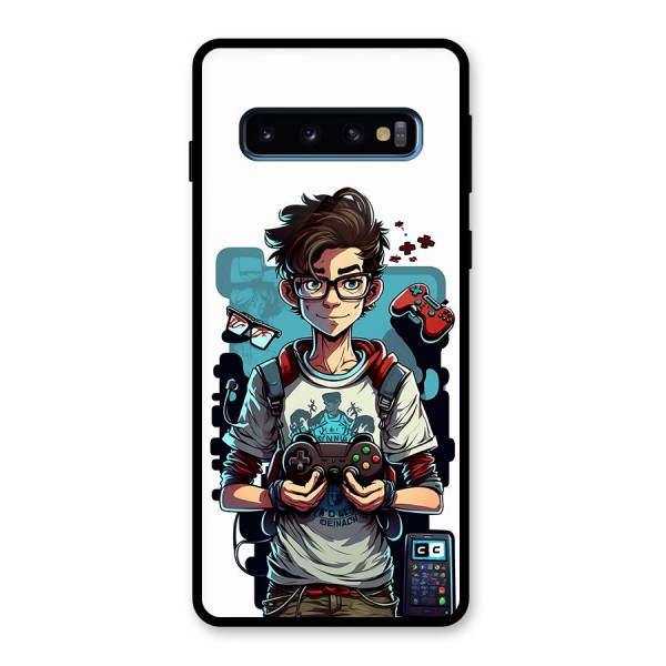 Cool Gamer Guy Glass Back Case for Galaxy S10