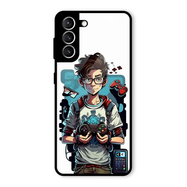 Cool Gamer Guy Glass Back Case for Galaxy S21 5G