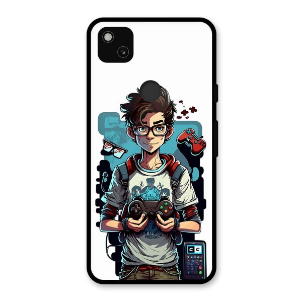 Cool Gamer Guy Glass Back Case for Google Pixel 4a