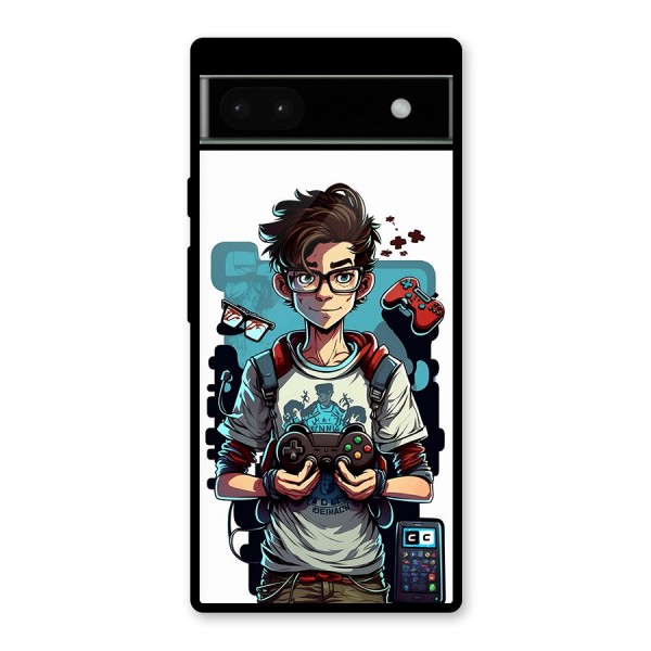 Cool Gamer Guy Glass Back Case for Google Pixel 6a Mobile