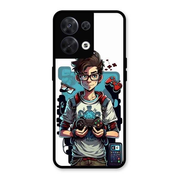 Cool Gamer Guy Glass Back Case for Oppo Reno8 5G