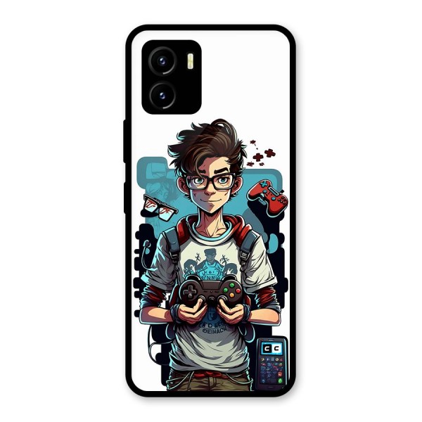 Cool Gamer Guy Glass Back Case for Vivo Y15s