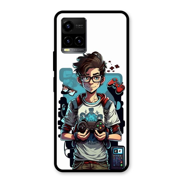 Cool Gamer Guy Glass Back Case for Vivo Y21A