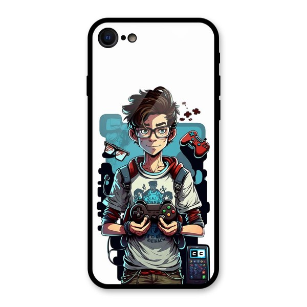 Cool Gamer Guy Glass Back Case for iPhone 8