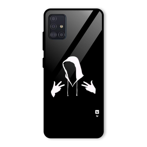 Cool Hoodie Silhouette Glass Back Case for Galaxy A51