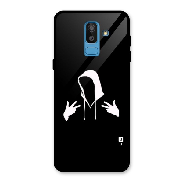 Cool Hoodie Silhouette Glass Back Case for Galaxy J8